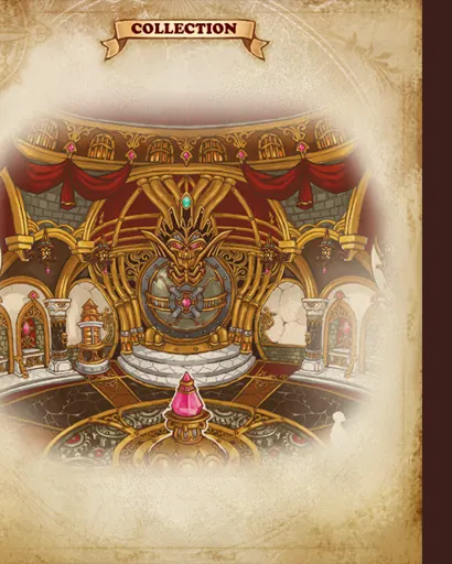 ภาพวาดห้องโถง Poseidon Hall บนกระดาษเก่า